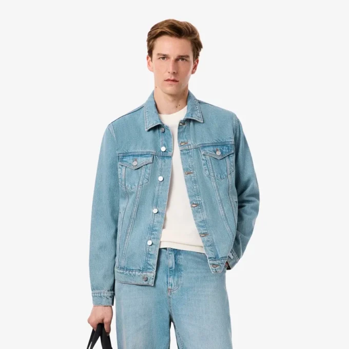 Erkek Timsah Desenli Denim Ceket