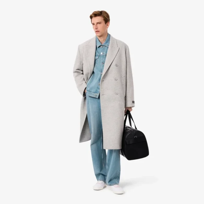 Erkek Timsah Desenli Denim Ceket