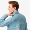 Erkek Timsah Desenli Denim Ceket