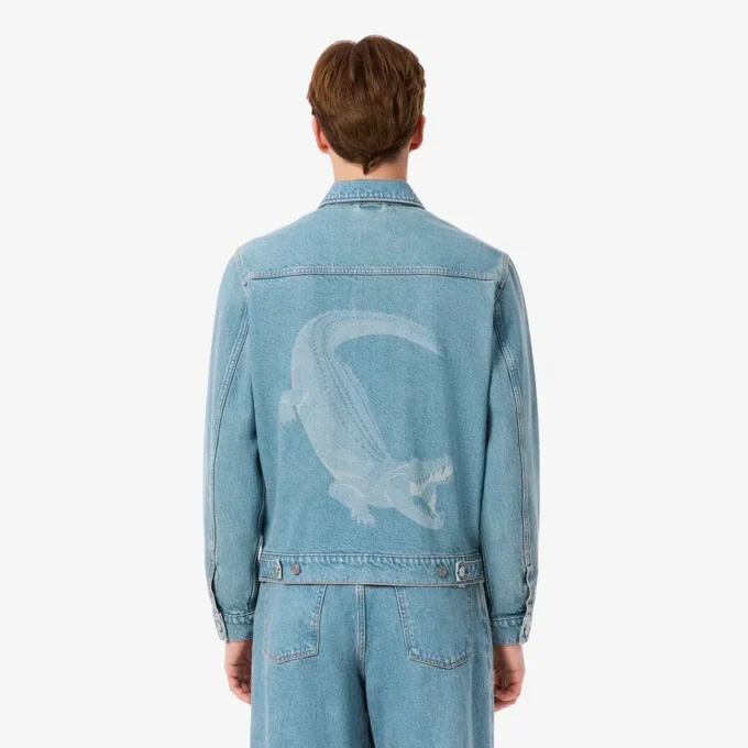 Erkek Timsah Desenli Denim Ceket