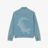 Erkek Timsah Desenli Denim Ceket