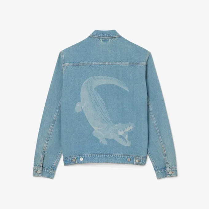Erkek Timsah Desenli Denim Ceket