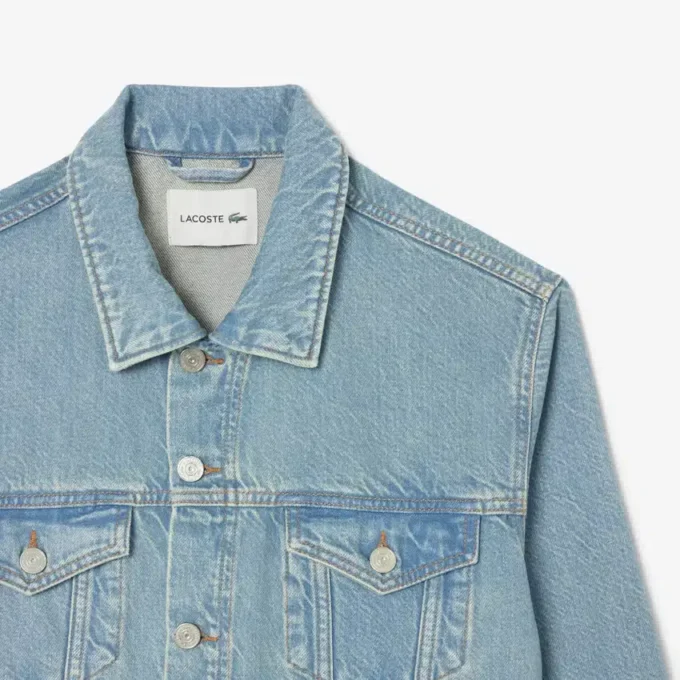 Erkek Timsah Desenli Denim Ceket