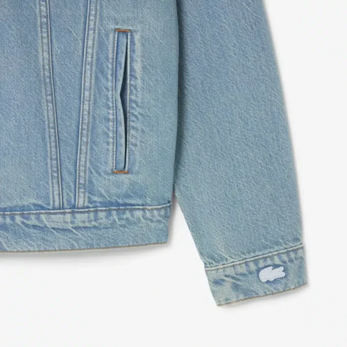 Erkek Timsah Desenli Denim Ceket