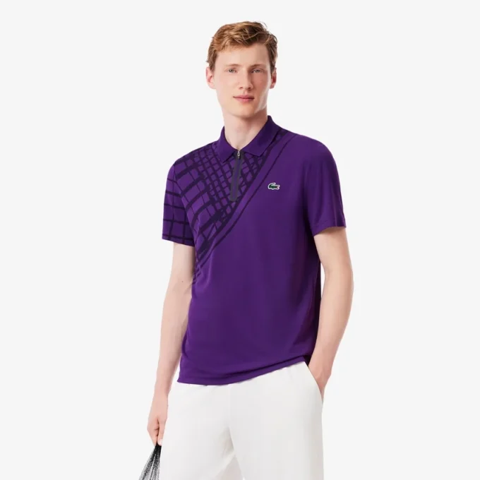 Erkek Ultra Dry Baskılı Dar Kesim Tenis Polo Tişörtü
