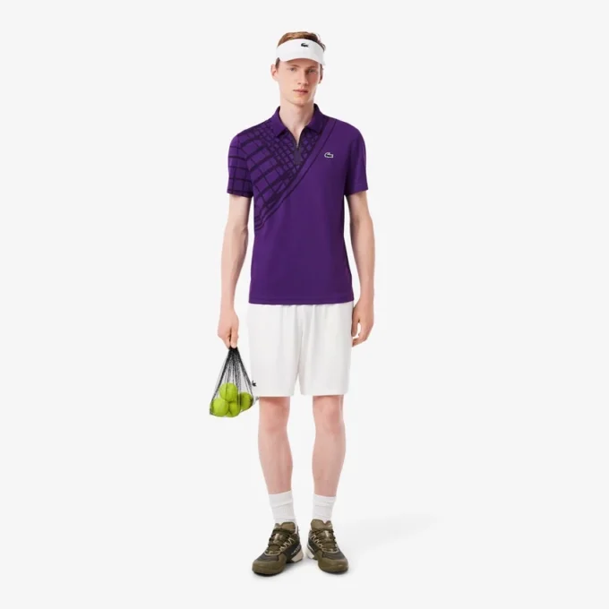 Erkek Ultra Dry Baskılı Dar Kesim Tenis Polo Tişörtü