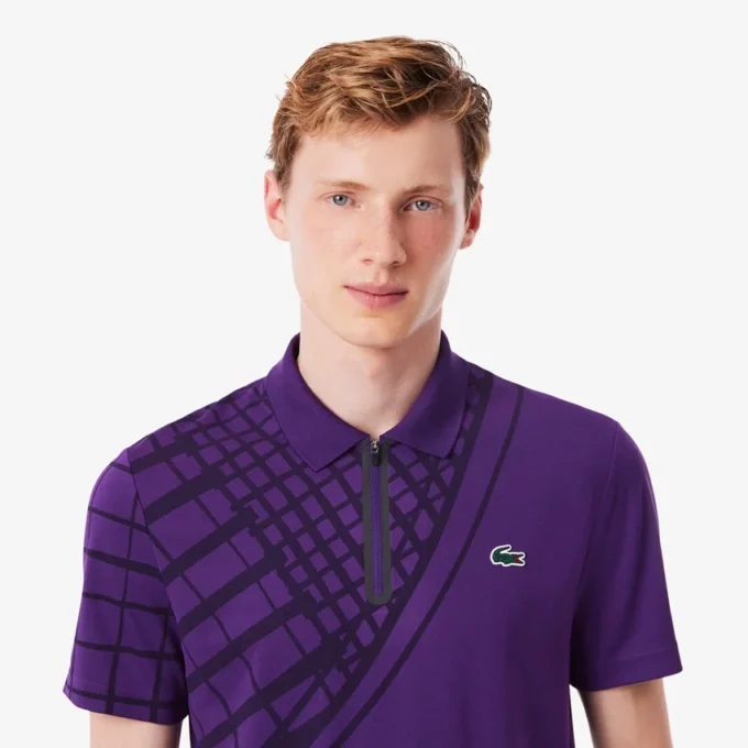 Erkek Ultra Dry Baskılı Dar Kesim Tenis Polo Tişörtü