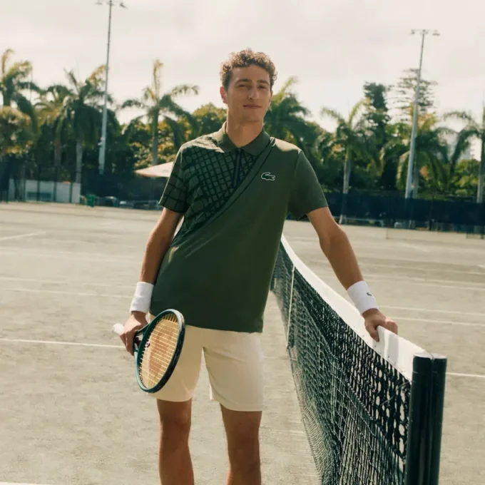 Erkek Ultra Dry Baskılı Dar Kesim Tenis Polo Tişörtü
