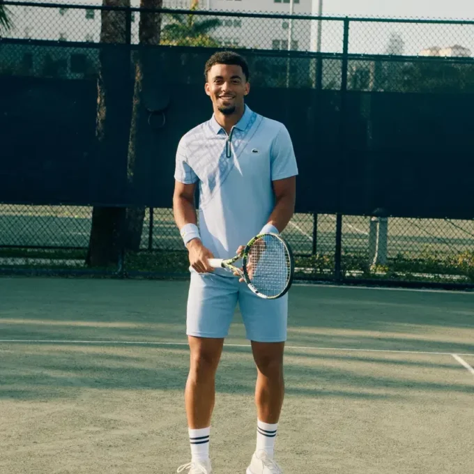 Erkek Ultra Dry Baskılı Dar Kesim Tenis Polo Tişörtü