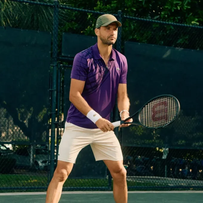 Erkek Ultra Dry Baskılı Dar Kesim Tenis Polo Tişörtü