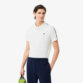 Erkek Ultra Dry Markalı Çizgili Tenis Polo Tişörtü
