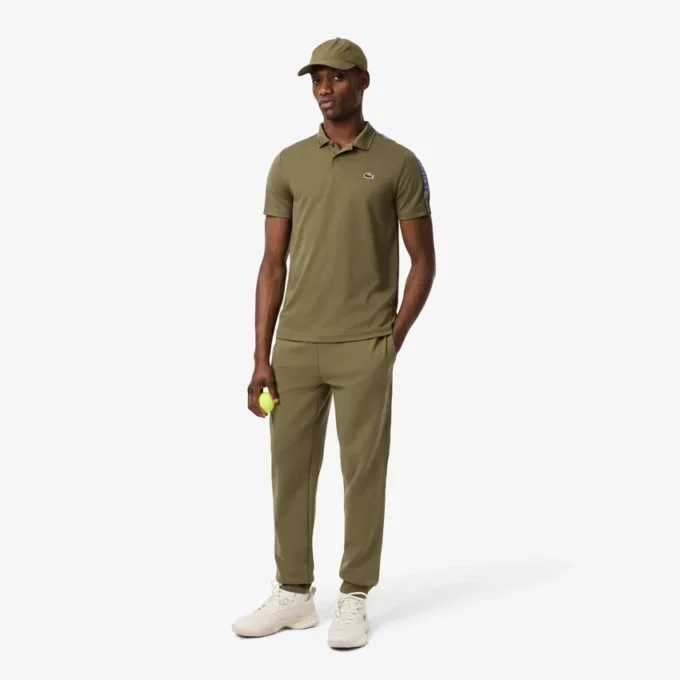 Erkek Ultra Dry Markalı Çizgili Tenis Polo Tişörtü