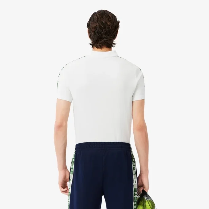 Erkek Ultra Dry Markalı Çizgili Tenis Polo Tişörtü