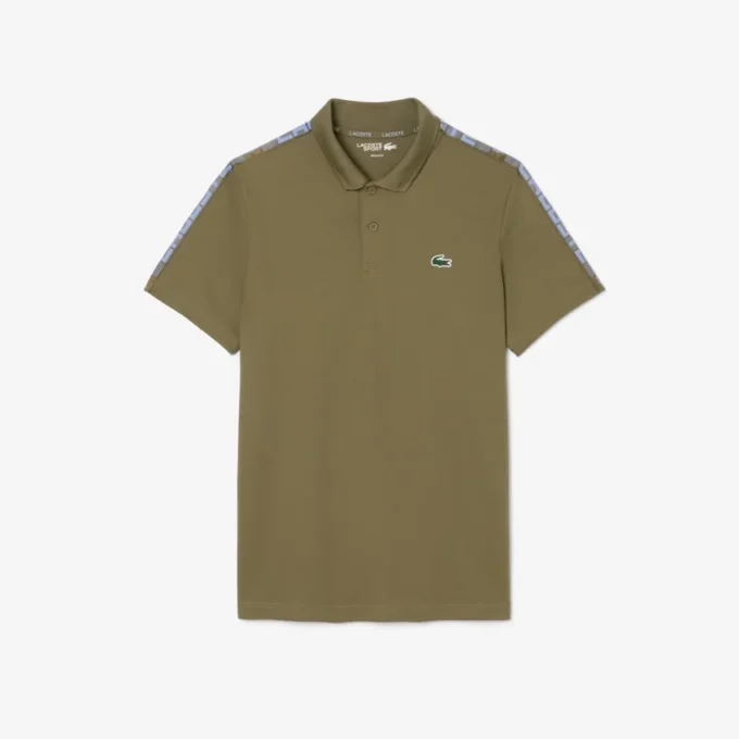 Erkek Ultra Dry Markalı Çizgili Tenis Polo Tişörtü