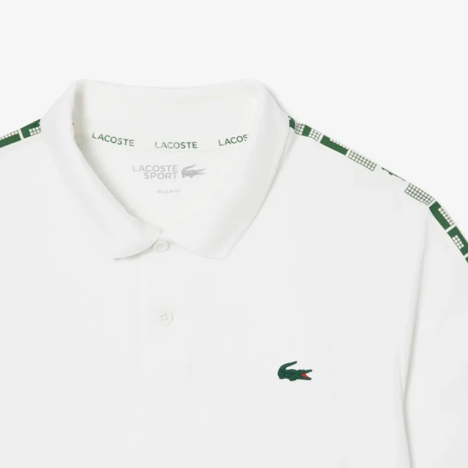 Erkek Ultra Dry Markalı Çizgili Tenis Polo Tişörtü