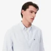 Erkekler için Normal Kesim Çizgili Keten Gömlek
