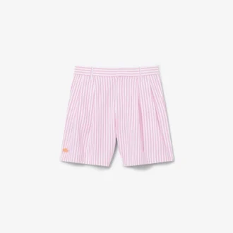 Esnek Oxford Çizgili Bermuda Şort