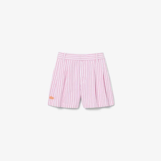 Esnek Oxford Çizgili Bermuda Şort