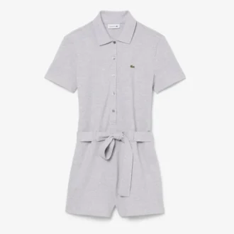 Esnek Piqua Polo Tişört Yakalı Tulum