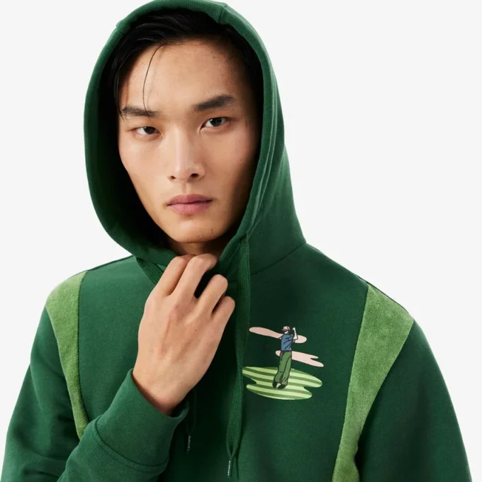 Golf Desenli Kapüşonlu Sweatshirt