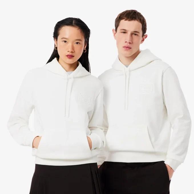 Kabartmalı Markalı Kapüşonlu Sweatshirt