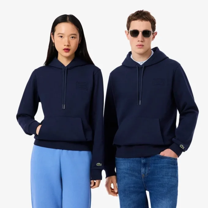 Kabartmalı Markalı Kapüşonlu Sweatshirt