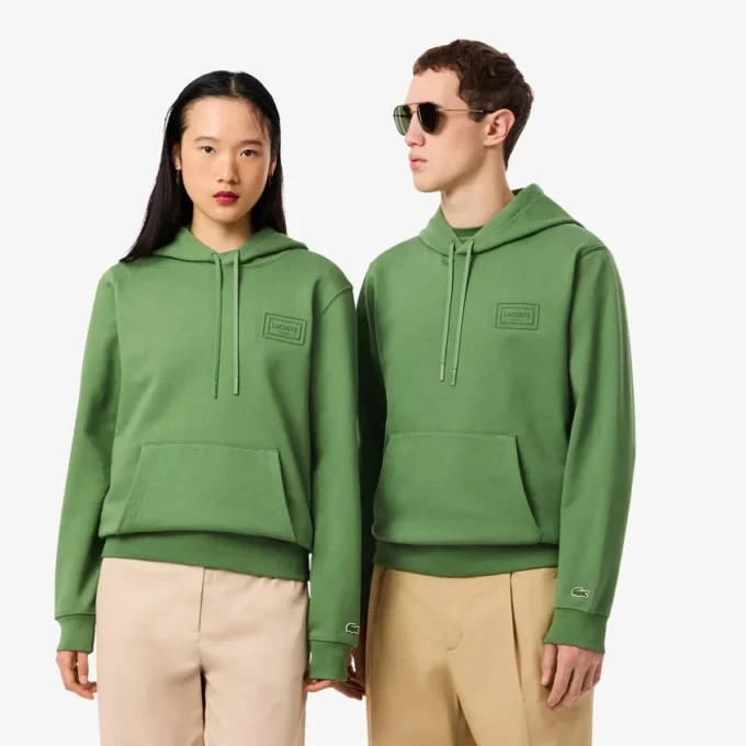 Kabartmalı Markalı Kapüşonlu Sweatshirt