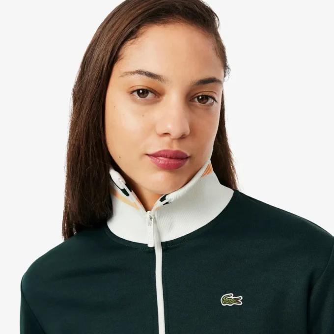 Kadın Fermuarlı Çizgili Sweatshirt