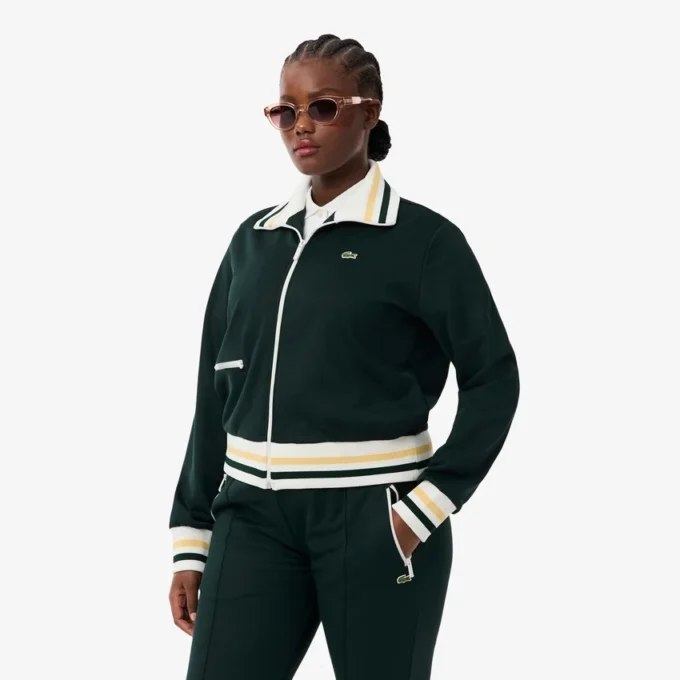 Kadın Fermuarlı Çizgili Sweatshirt