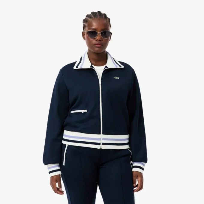 Kadın Fermuarlı Çizgili Sweatshirt