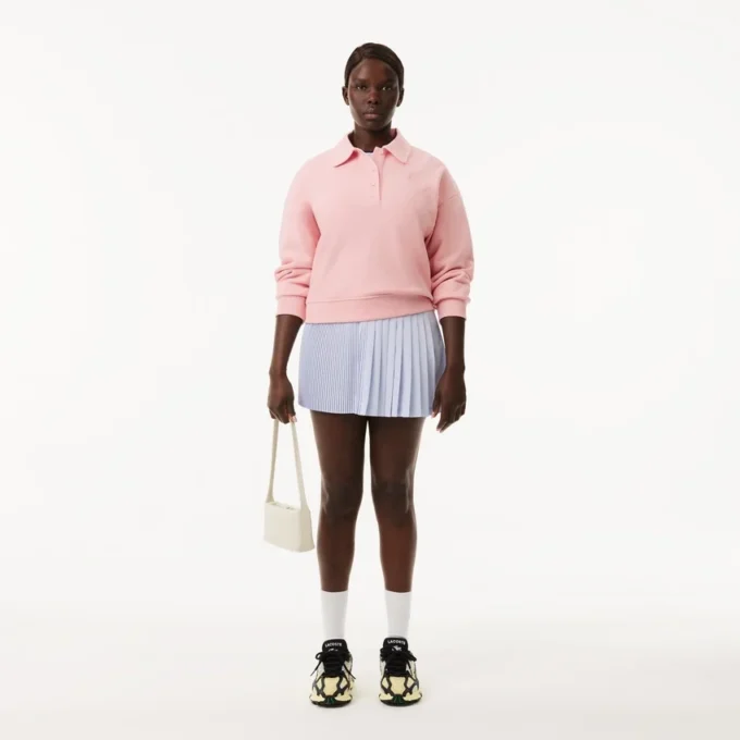 Kadın Geniş Kesim Nakışlı Polo Sweatshirt
