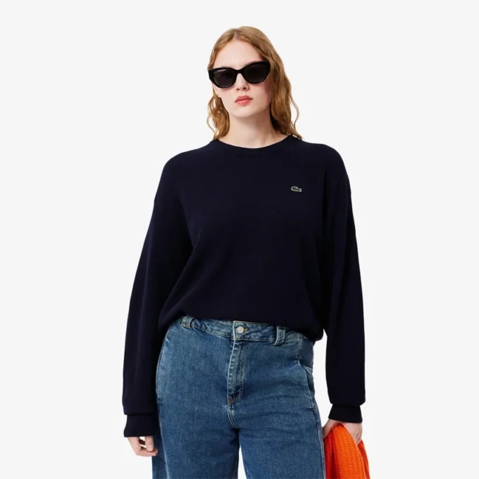 Kadın Geniş Kesim Yünlü Moss Stitch Kazak