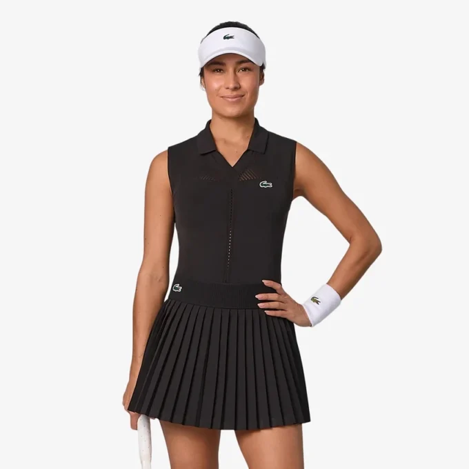Kadın Kolsuz Streç Örme Tenis Polo Tişörtü