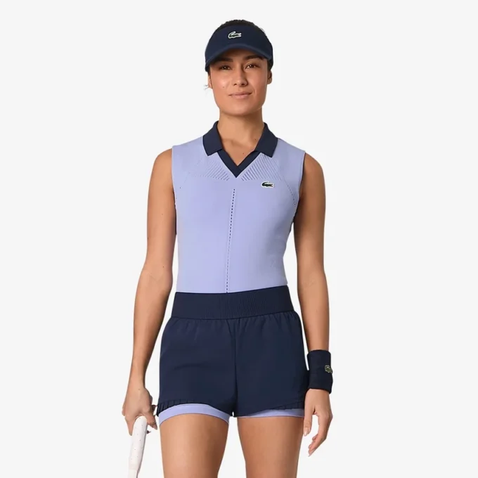 Kadın Kolsuz Streç Örme Tenis Polo Tişörtü