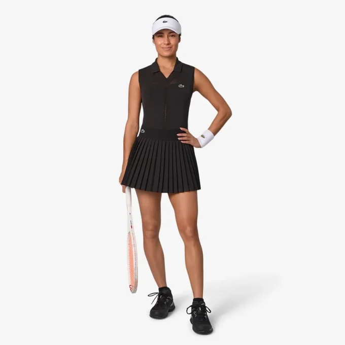 Kadın Kolsuz Streç Örme Tenis Polo Tişörtü