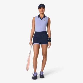 Kadın Kolsuz Streç Örme Tenis Polo Tişörtü