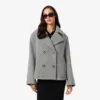 Kadın Kısa Oversized Yün Blend Pea Coat