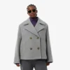 Kadın Kısa Oversized Yün Blend Pea Coat
