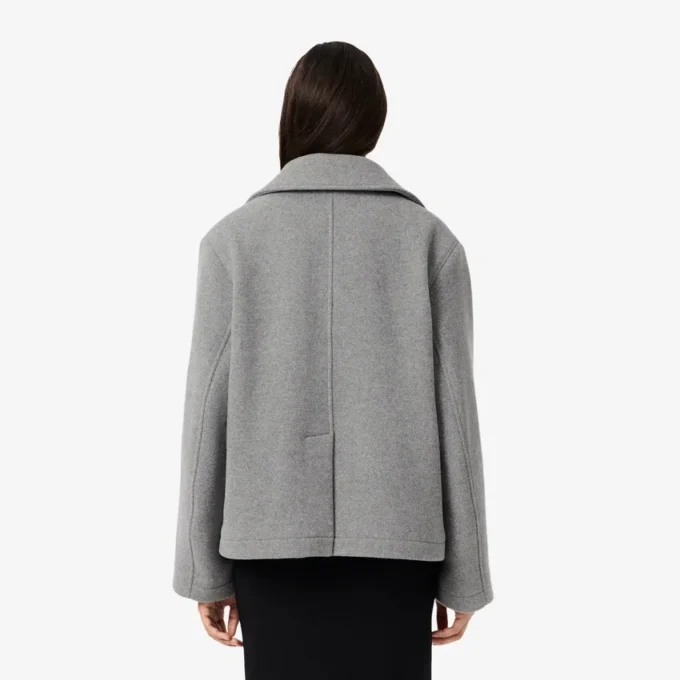 Kadın Kısa Oversized Yün Blend Pea Coat