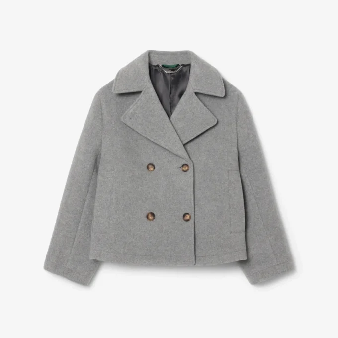 Kadın Kısa Oversized Yün Blend Pea Coat