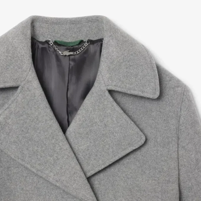 Kadın Kısa Oversized Yün Blend Pea Coat