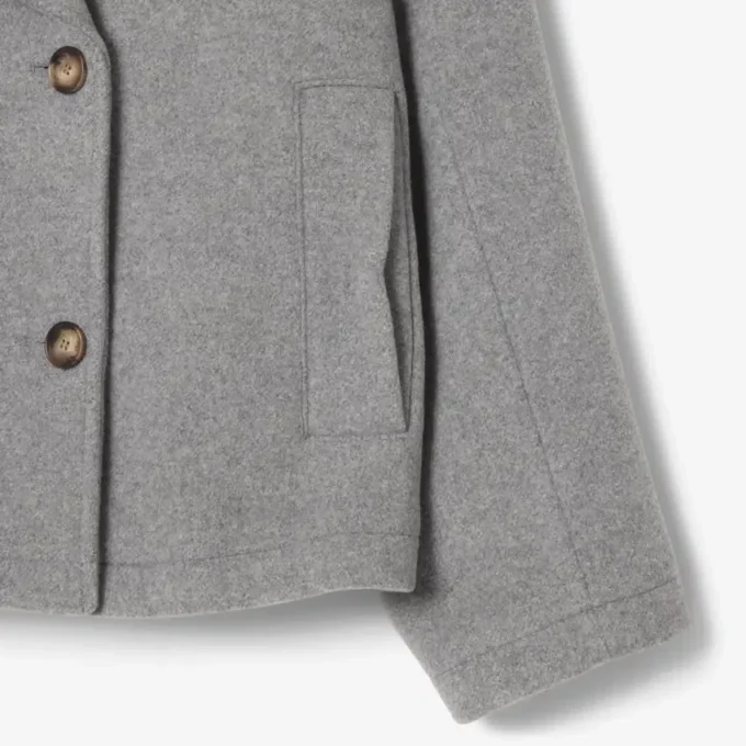 Kadın Kısa Oversized Yün Blend Pea Coat