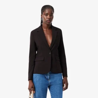 Kadın Nakışlı Logo Slim Fit Yün Blazer
