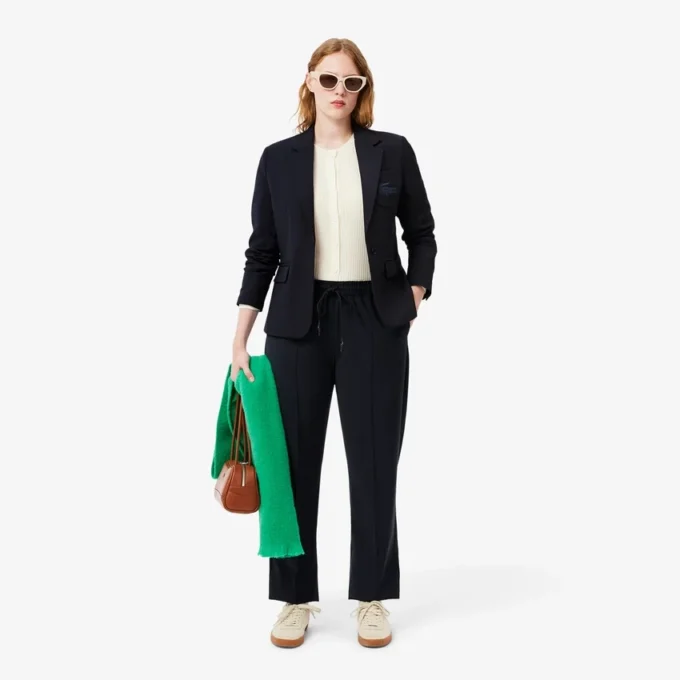 Kadın Nakışlı Logo Slim Fit Yün Blazer