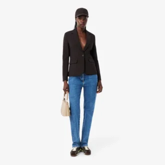 Kadın Nakışlı Logo Slim Fit Yün Blazer
