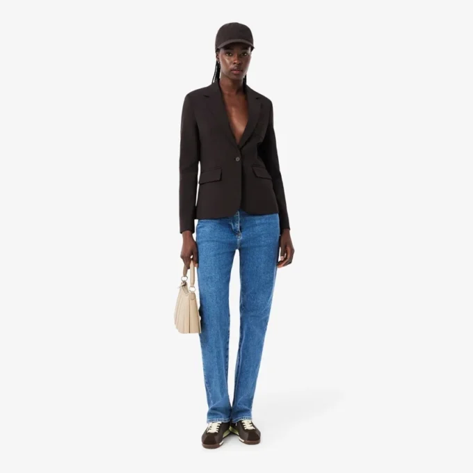 Kadın Nakışlı Logo Slim Fit Yün Blazer