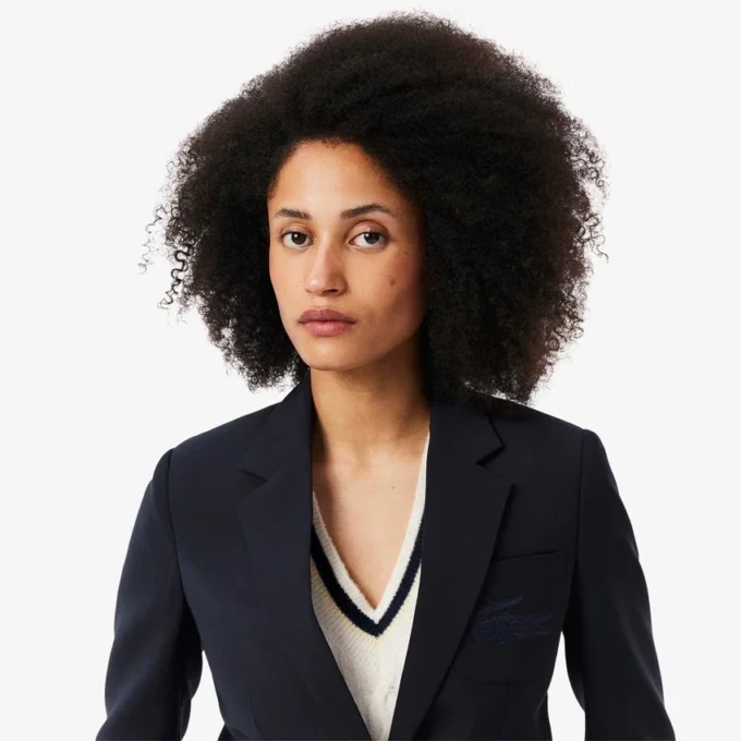 Kadın Nakışlı Logo Slim Fit Yün Blazer