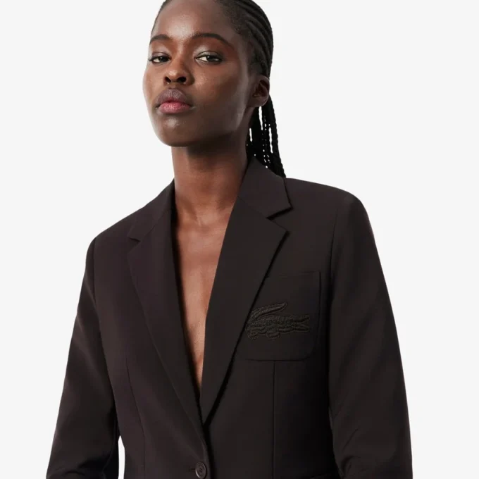 Kadın Nakışlı Logo Slim Fit Yün Blazer