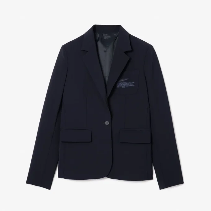 Kadın Nakışlı Logo Slim Fit Yün Blazer