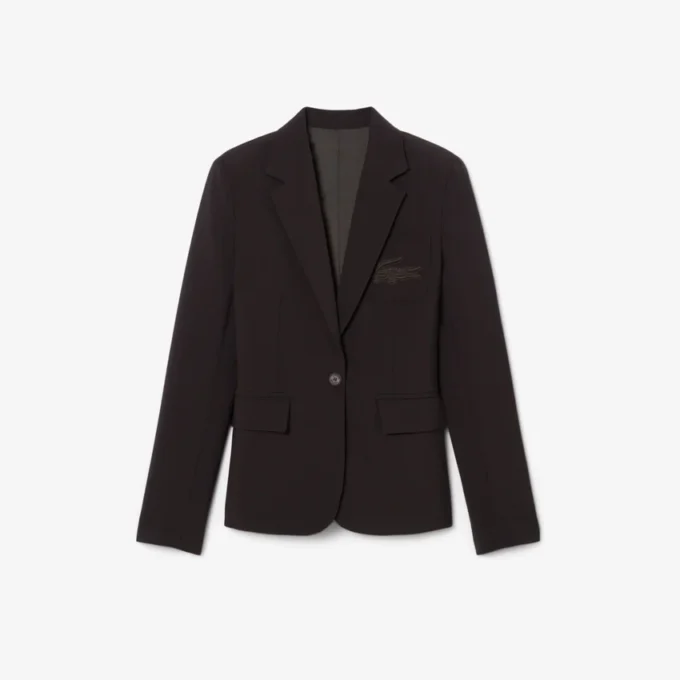 Kadın Nakışlı Logo Slim Fit Yün Blazer